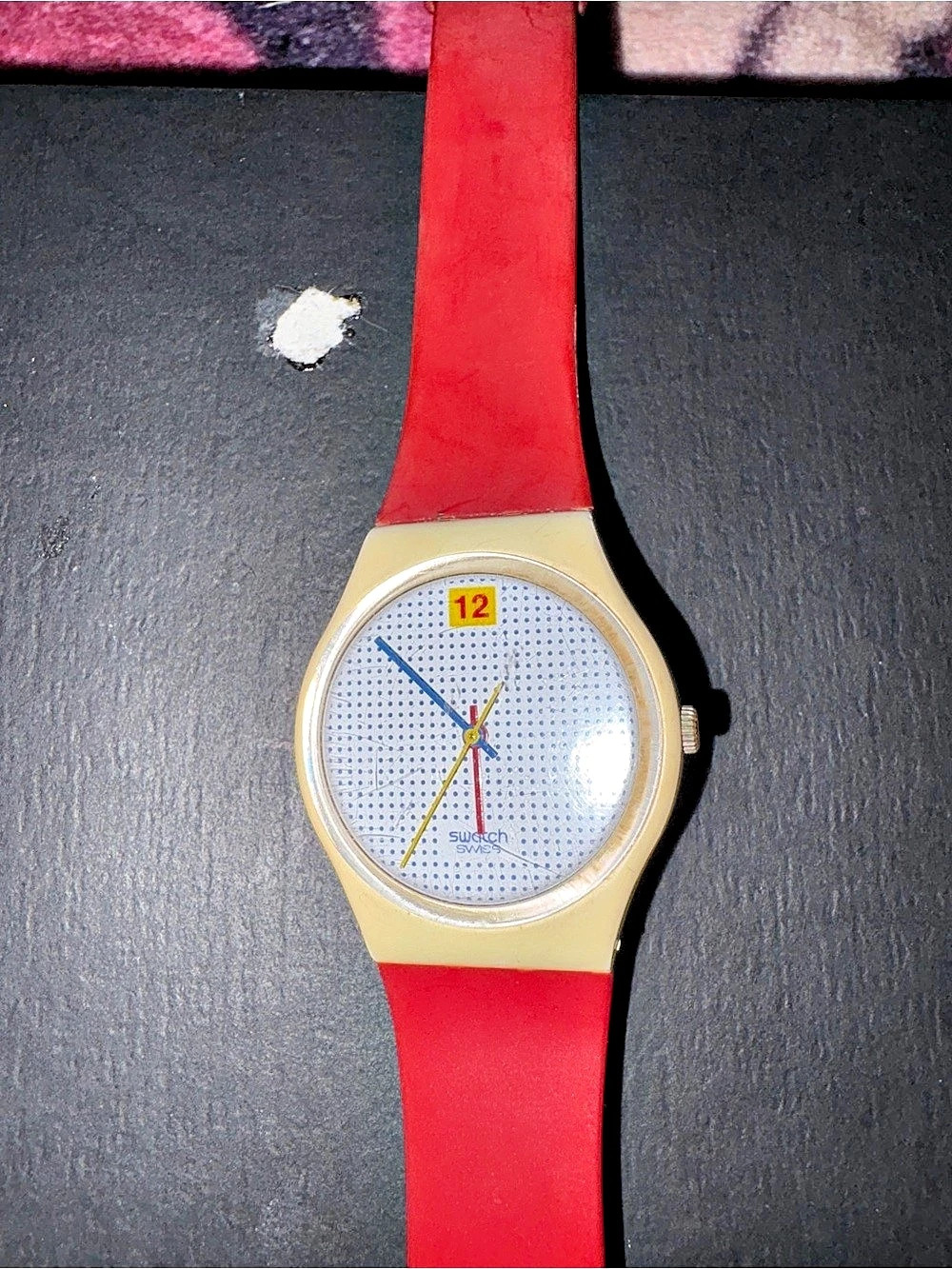 Swatch Dotted Swiss Red & Off White